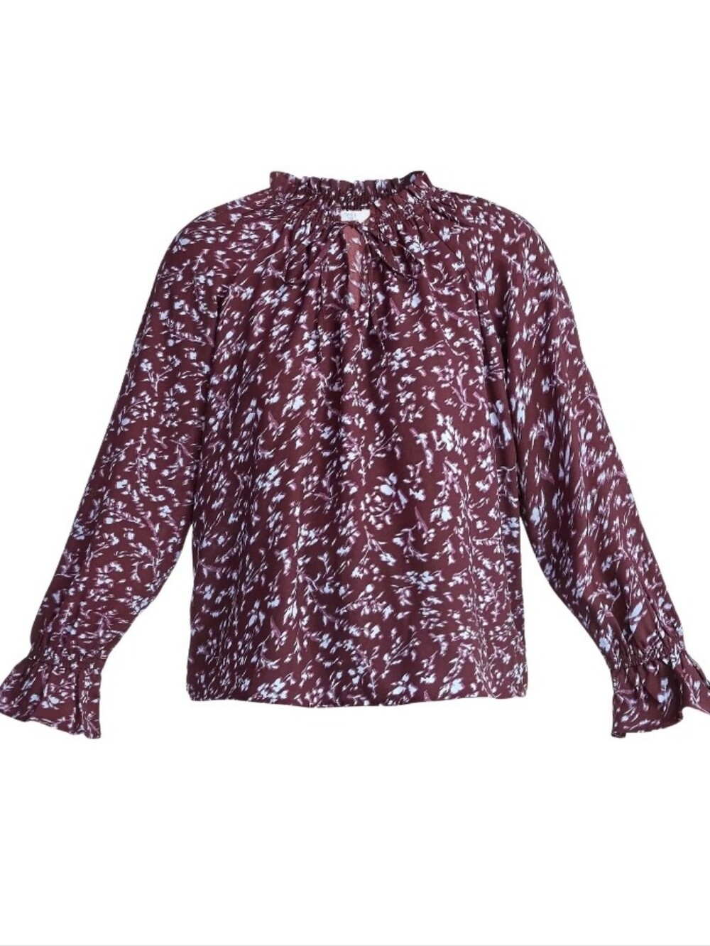 Time and Tru Women's Ruffle Neck Blouse with Long Sleeves,